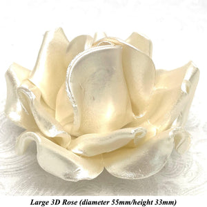 Non-Wired Large 3D Pastel Gold Pearl Sugar Roses Standard Petal 55mm