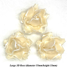 Non-Wired Large 3D Pastel Gold Pearl Sugar Roses Standard Petal 55mm
