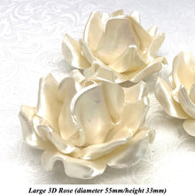 Non-Wired Large 3D Pastel Gold Pearl Sugar Roses Standard Petal 55mm
