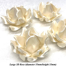 Non-Wired Large 3D Pastel Gold Pearl Sugar Roses Standard Petal 55mm