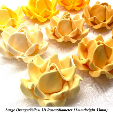 Non-Wired Large 3D Yellow Ochre Sugar Roses Standard Petal 55mm 3 SHADES