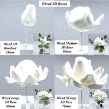 Wired 3D Ivory Sugar Roses Standard Petal 4 Sizes 25mm-70mm