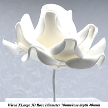 Wired 3D White Sugar Roses Standard Petal 4 Sizes 25mm-70mm