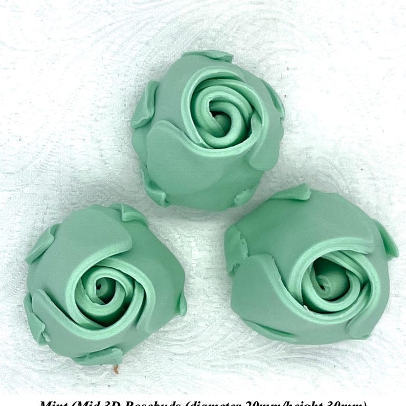 Non-Wired 4 Sizes 3D Mint Green Sugar Roses Standard Petal 20mm-65mm