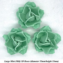 Non-Wired 4 Sizes 3D Mint Green Sugar Roses Standard Petal 20mm-65mm