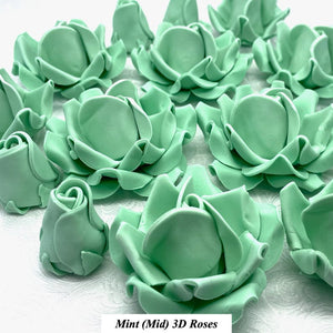 Non-Wired 4 Sizes 3D Mint Green Sugar Roses Standard Petal 20mm-65mm