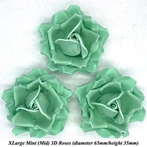 Non-Wired 4 Sizes 3D Mint Green Sugar Roses Standard Petal 20mm-65mm