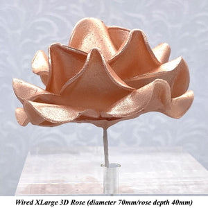 Wired 3D Pale Rose Gold Sugar Roses Standard Petal 4 Sizes 25mm-70mm