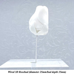 Wired 3D White Sugar Roses Standard Petal 4 Sizes 25mm-70mm
