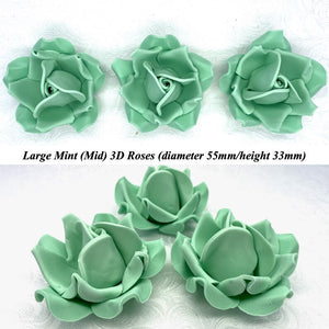 Non-Wired 4 Sizes 3D Mint Green Sugar Roses Standard Petal 20mm-65mm