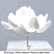 White Wired Larger Petal Large+ 3D Sugar Roses & Wired Leaves