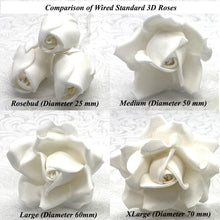 Wired 3D White Sugar Roses Standard Petal 4 Sizes 25mm-70mm