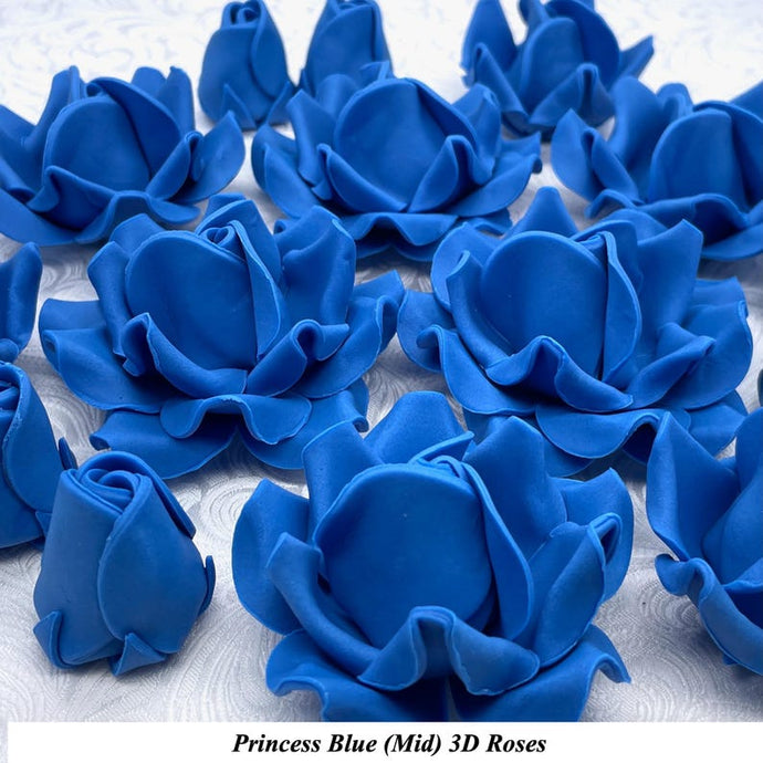 Non-Wired 4 Sizes 3D Royal Blue Sugar Roses Standard Petal 20mm-65mm