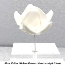 Wired 3D Ivory Sugar Roses Standard Petal 4 Sizes 25mm-70mm