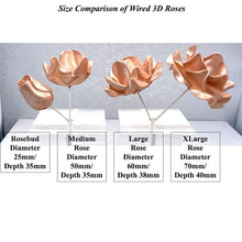 Wired 3D Pale Rose Gold Sugar Roses Standard Petal 4 Sizes 25mm-70mm