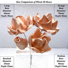 Wired 3D Pale Rose Gold Sugar Roses Standard Petal 4 Sizes 25mm-70mm