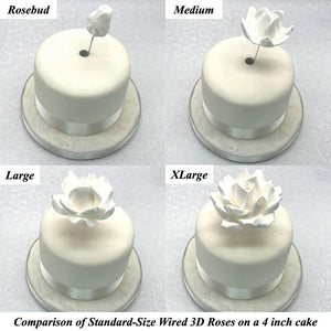 Wired 3D Ivory Sugar Roses Standard Petal 4 Sizes 25mm-70mm