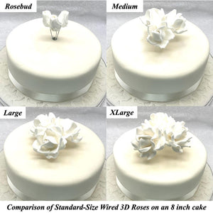 Wired 3D Ivory Sugar Roses Standard Petal 4 Sizes 25mm-70mm