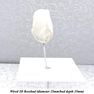 Wired 3D Ivory Sugar Roses Standard Petal 4 Sizes 25mm-70mm