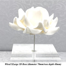Wired 3D Ivory Sugar Roses Standard Petal 4 Sizes 25mm-70mm
