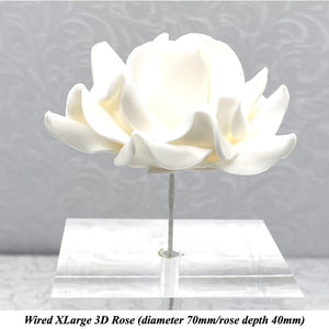 Wired 3D Ivory Sugar Roses Standard Petal 4 Sizes 25mm-70mm