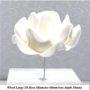 Wired 3D Ivory Sugar Roses Standard Petal 4 Sizes 25mm-70mm