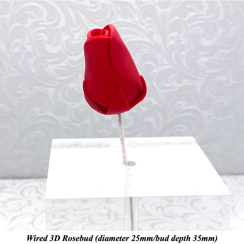 Wired 3D Scarlet Red Sugar Roses Standard Petal 4 Sizes 25mm-70mm
