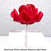 Wired 3D Scarlet Red Sugar Roses Standard Petal 4 Sizes 25mm-70mm