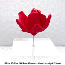 Wired 3D Scarlet Red Sugar Roses Standard Petal 4 Sizes 25mm-70mm