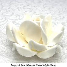 Non-Wired 4 Sizes 3D White Chocolate Sugar Roses Standard Petal 20mm-65mm