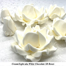Non-Wired 4 Sizes 3D White Chocolate Sugar Roses Standard Petal 20mm-65mm