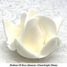 Non-Wired 4 Sizes 3D White Chocolate Sugar Roses Standard Petal 20mm-65mm