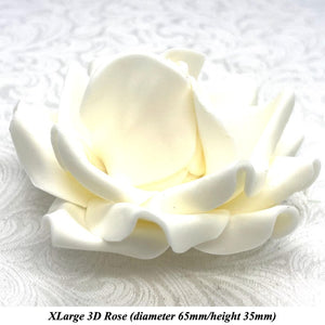 Non-Wired 4 Sizes 3D White Chocolate Sugar Roses Standard Petal 20mm-65mm