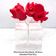 Wired 3D Scarlet Red Sugar Roses Standard Petal 4 Sizes 25mm-70mm