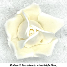 Non-Wired 4 Sizes 3D White Chocolate Sugar Roses Standard Petal 20mm-65mm