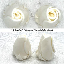 Non-Wired 4 Sizes 3D White Chocolate Sugar Roses Standard Petal 20mm-65mm