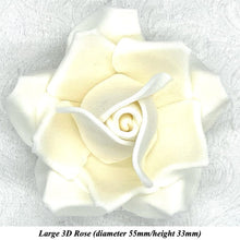 Non-Wired 4 Sizes 3D White Chocolate Sugar Roses Standard Petal 20mm-65mm