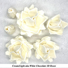 Non-Wired 4 Sizes 3D White Chocolate Sugar Roses Standard Petal 20mm-65mm