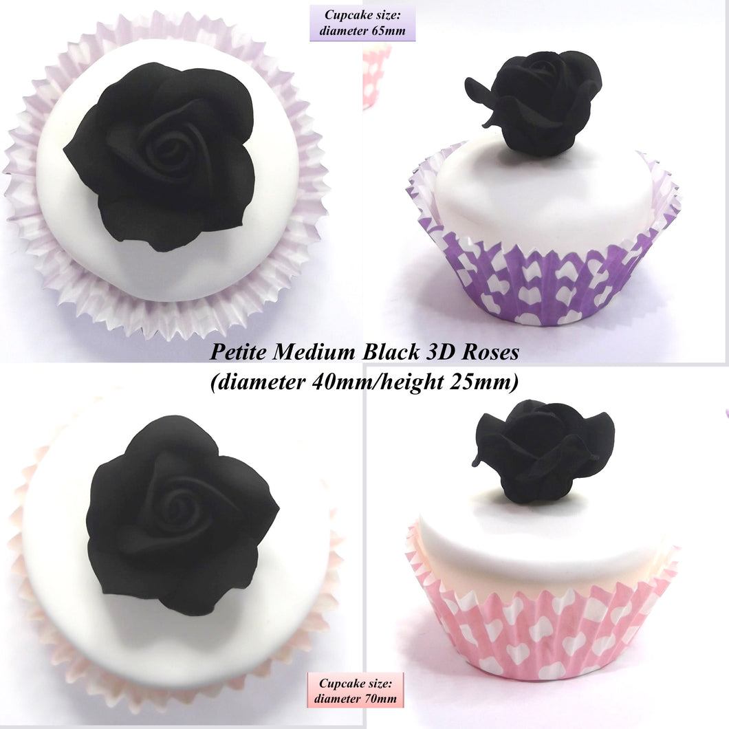 Black Cake Decorations. Shown on 65mm cupcake.
