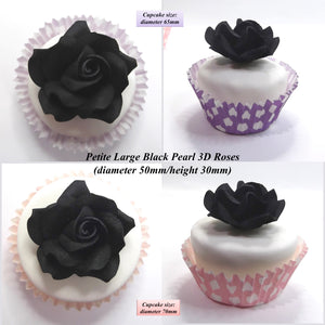 Black Cake Decorations. Shown on 65mm cupcake.