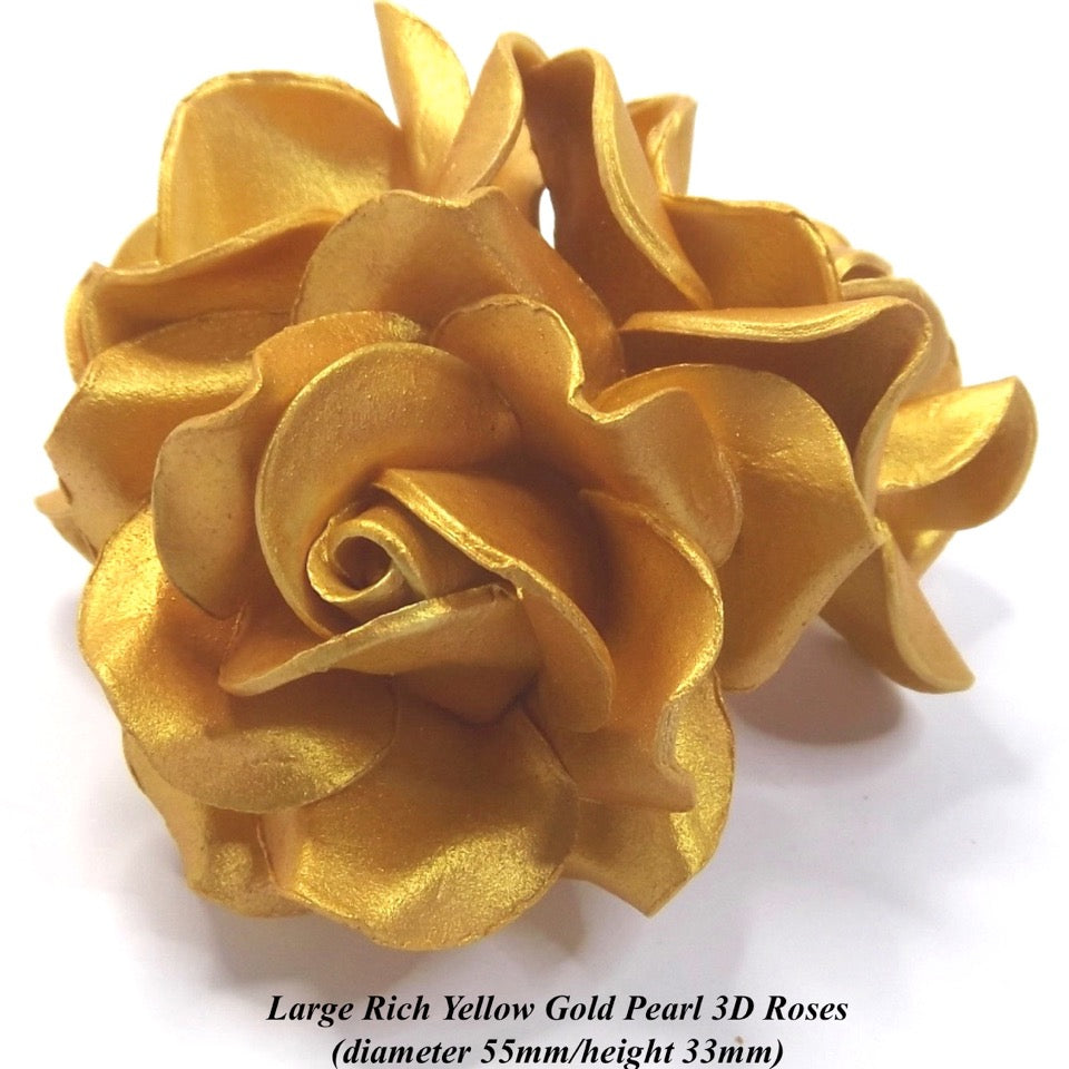 Rich Yellow Gold handmade 3D rose cake decorations