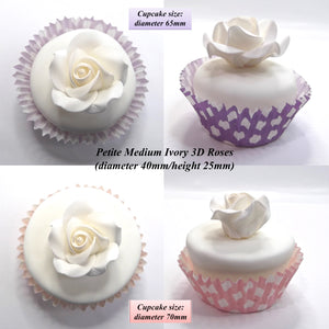 Ivory Cake Decorations. Shown on 65mm cupcake.