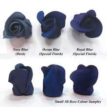 Alternative blue shades for handmade 3D Royal Blue sugar roses for cake decorating
