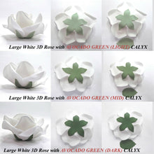 NON WIRED Large+ 3D White Sugar Roses 5 SIZES (23mm to 75mm)