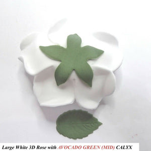 Green calyx options for handmade 3D sugar roses for cake decorating