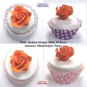 Mid Orange sugar roses for cake  and cupcake decorating