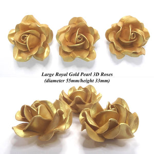 Royal Gold handmade 3D rose cake decorations