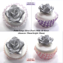 Silver Cake Decorations. Shown on 65mm cupcake.
