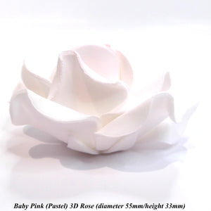 Non-Wired Large 3D Pastel Baby Pink Sugar Roses
