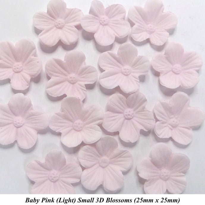 12 Light Pink 3D Blossoms 25mm diameter
